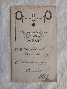 Australian WW1 hand drawn SS Southland survivor dinner card. Lots of signatures. - Bild 1 von 8