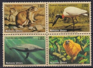 Naciones Unidas Ginebra 1994 Yvert 265/68 fauna aves ballenas monos MNH VF - Imagen 1 de 1