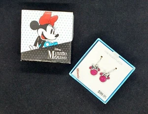 Minnie Mouse Glitter Dangle Earring's Silver Plated Brass - Picture 1 of 2
