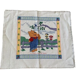 Winnie the Pooh Completed Counted Cross Stitch Unframed Birds Birdhouse Disney - Picture 1 of 11