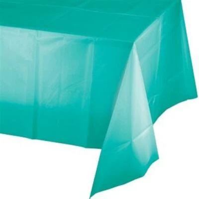 CREATIVE CONVERTING Teal Plastic Banquet Tablecloth 54" x 108" Teal Tableware Decorations Supplies