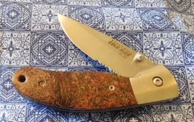 DAVID BROADWELL Rag Micarta Cold Fire Part Serrated Drop Pt Blade  Knife/Knives - Image 1 of 4