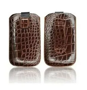 Cover Case Pouch Croco Apple IPHONE 4 4S Brown Shell - Picture 1 of 1