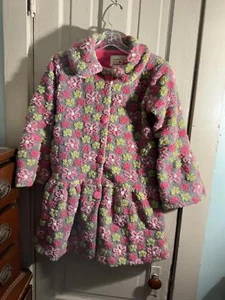 Pluot Floral Patterned Trumpet Sleeve Lined Coat Size 10 - Picture 1 of 13