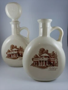 (2) Botella jarra insignia Thomas Jefferson Monticello Old Fitzgerald 1849 - Imagen 1 de 8