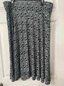 NWT WORTHINGTON Women's Plus Size 1X Black/Teal Print Skirt Elastic Waist - Picture 1 of 5