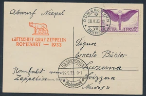 Zeppelin Romfahrt 1933 Zuleitung Schweiz Abwurf Livorno Flugpost EF (S23730) - Picture 1 of 2