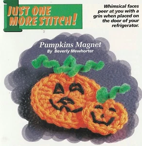 Halloween Pumpkin Magnet - 3-1/2" - Worsted weight yarn - Crochet Pattern ONLY - Picture 1 of 2