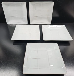 (5) Pier 1 Cubic Bianco Quadrato Piatti Insalatiera Set Linee Eleganti Lotto Piatti da Pranzo - Foto 1 di 23