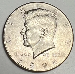 1998 D John Kennedy Half Dollar Coin 50 Cents - FREE SHIPPING - Good condition - Picture 1 of 2