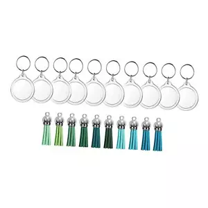 10Pcs Acrylic Photo Frame Keyrings 1.6inch Diameter Pendants - Picture 1 of 6