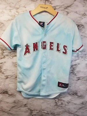LA ANGELS Torri Hunter #48 Boys Majestic Jersey Sz M  Tie dye Blue Red #16  - Image 1 of 4