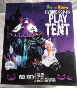 Lighted Play Tent and 2 Monster Truck Set. Easy to use Hybrid Pop-Up Tent ++++ - Picture 1 of 8