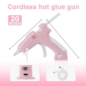 Cordless Electric Hot Melt Glue Gun Rechargeable DIY Repair Heating Tool Pink - Picture 1 of 5