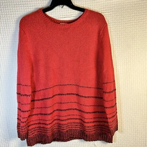 J. Jill Sweater Women XL Cotton Wool Nylon Stretch Red Crewneck Pullover - Picture 1 of 9