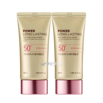 Мощный стойкий солнцезащитный лосьон THE FACE SHOP розового тона 50 млx2ea SPF50+ PA+++ - Изображение 1 из 2