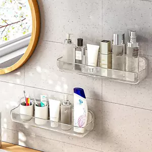 2Pc Acrylic Wall Mount Organizer, Adhesive Shelf, Bathroom Shelves for Wall, Sel - Picture 1 of 8
