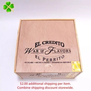 El Credito War of Flavors El Perrito Empty Wood Cigar Box  6" x 5.75" x 3.25" - Picture 1 of 9