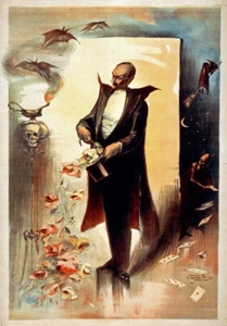 M63 1892 Vintage Roses & Top Hat Magician Magic Theatre Poster A4 - Picture 1 of 1