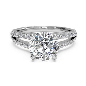 1.10 Ct Round Cut Simulated Diamond Wedding Ring 14K Real White Gold Size 5 6 - Picture 1 of 8