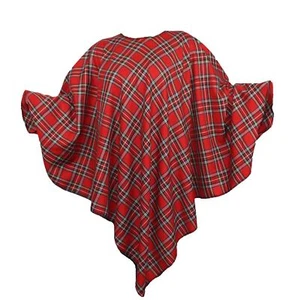 Womens Traditional Tartan Poncho Shawl Burns Night Scottish Themed Fancy Dress - Picture 1 of 5