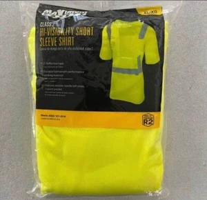 Men's X-Large High Visibility Yellow ANSI Class 2 Short-Sleeve Safety Shirt New - Picture 1 of 6