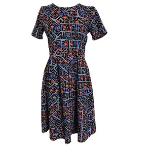 Lularoe Amelia Damen Kleid Größe Medium Schwarz Fit Flare Reißverschluss hinten Stretch - Bild 1 von 6