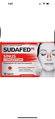 Противоотечные таблетки PE Sinus Congestion Maximum Strength без сонливости, 18 штук - Изображение 1 из 4
