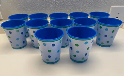 Lot of "Sweet Stripes Boy" Baby Shower REUSABLE KEEPSAKE Plastic 9 oz CUPS 12ct. - Image 1 of 3