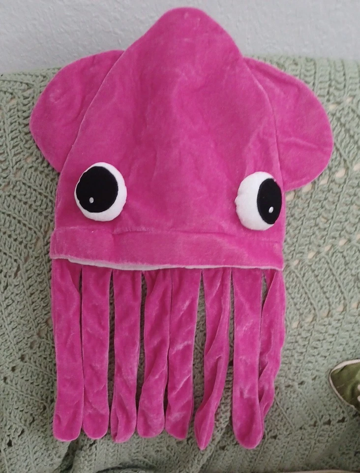 Novedad Calamar Rosa Con Tentáculos Largos Fiesta Sombrero Gorra Disfraz Accesorio SeaWorld Foto 1 de 1