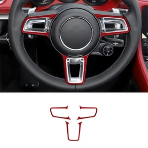 3X Red Carbon Fiber Steering Wheel Frame Cover Trim For Porsche 718 2016-2022 - Picture 1 of 12