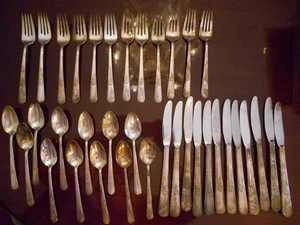 VTG Holmes & Edwards IS Inlaid Silverplate Youth Flatware 36 pc Lot 12 Settings - Picture 1 of 9