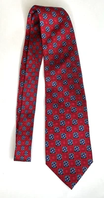 J.Z. Corbata Richards Para Hombre Toda Seda 58" Rojo Azul Geométrica Hecha a Mano EE. UU. Foto 1 de 4
