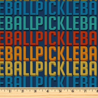 Pickleball Multi Text Stripe 27533-48 Northcott Cotton Fabric By the half yard