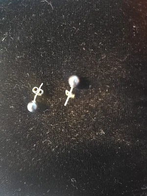 Impressionante brinco de pérola AAA+ 5mm água salgada azul concha preta 14k cravejado de ouro - Imagem 1 de 2