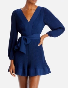 Vestido plisado con cinturón MILLY Liv en azul marino talla 10 NUEVOS CON ETIQUETAS $395 - Imagen 1 de 12