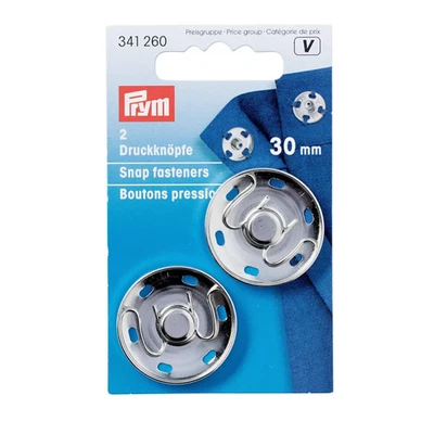 Prym Annäh-Druckknöpfe 30 mm silberfarben 2 Stück 341260 - Bild 1 von 3