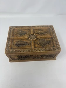  Vintage FISCH & UNTERWASSER THEMA SCHMUCKKÄSTCHEN GEPRÄGT MARINE DEKOR ZUSAMMENGESETZT SELTEN - Bild 1 von 8