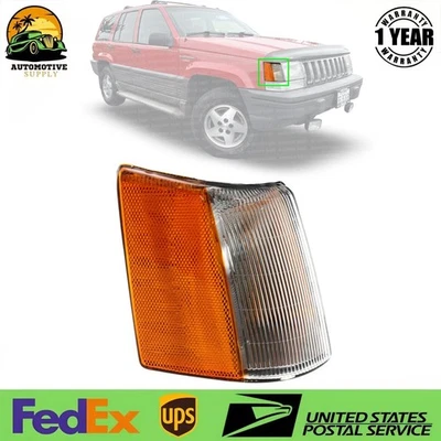 Luz de esquina transparente y ámbar lente lado del pasajero para Jeep Grand Cherokee 93-98 Foto 1 de 4