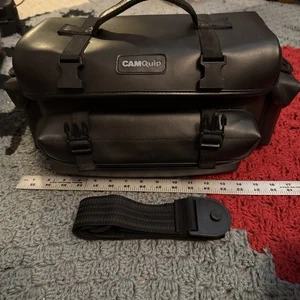Bolso de cuero negro de viaje para cámara grande Camquip (Nikon) vintage correa para el hombro - Imagen 1 de 10