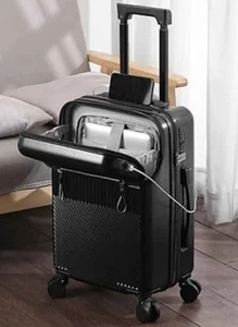 Cabin Suitcase 20" USB Port, Drinks holder, 360 Wheels, Easy access front zip - Picture 1 of 9