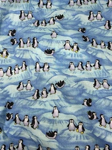 Vtg Springs Industries Fabric 6.5 yard Fun Living Winter Spirit Penguins Iceberg - Picture 1 of 9