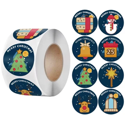 500Pcs Merry Christmas Stickers Xmas Gift Labels DIY Seal Tags Decor - Image 1 of 4