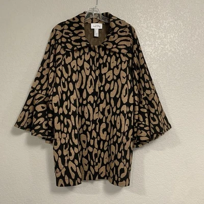 Joseph Ribkoff Jacket Womens 12 Leopard Animal Print Flared Bell Sleeve - Image 1 of 4