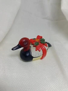 Enesco 1983 Christmas Duck, Red Head Goose Figurine Decoration Xmas Holidays 3in - Picture 1 of 5