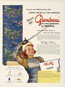 "GLENDURA TAPETEN" Original Reklame geflochten 50er Jahre 26x34cm - Bild 1 von 1