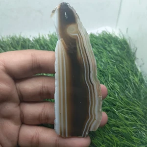 259 CT Natural Negro Bandas Ónix Áspero, Ónix Ágata Pulida Piedra Preciosa, Rebanada de Ónix - Imagen 1 de 4