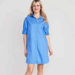 Old Navy BLUE Short-Sleeve Shirt Dress Large NWT - Picture 1 of 4