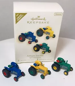 Hallmark 2007 Miniature Antique Tractors Christmas Ornament Set 3 - Picture 1 of 9