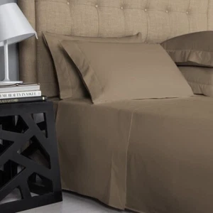 4pc sheet set UK Queen Taupe Egyptian Cotton Breathable Bedding Hypoallergenic - Picture 1 of 5